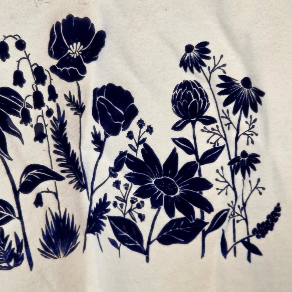 American Eagle Women Med Cream Floral Graphic Raglan Pullover Sweatshirt AE Logo - Picture 4 of 12
